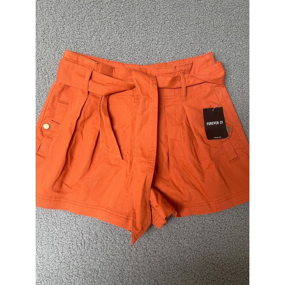 NWT Forever 21 Women's medium‎ Tie Front Paperbag Shorts orange